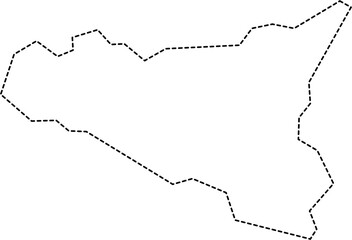 dash line drawing of sicily island map. - obrazy, fototapety, plakaty