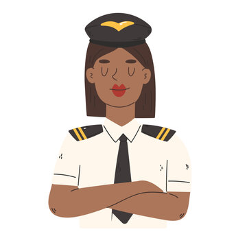 Pilot Woman in uniform with cap