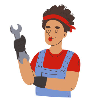 mechanic master Woman with wrench