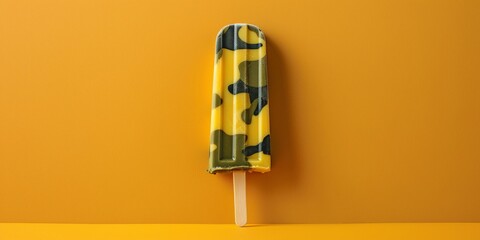 Armed Forces Day Tribute with Camouflage Popsicle on Solid Background - Symbolic Military Fashion