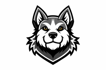 Dog mascot logo vector with solid black and white 
