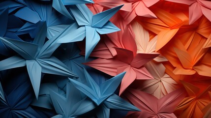 Colorful origami paper sheets background