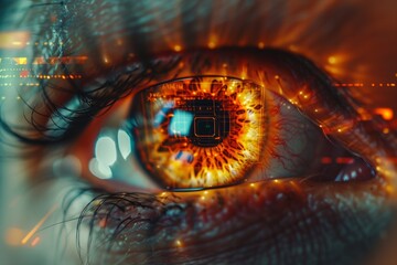 Futuristic cyber eye concept with circuit graphics