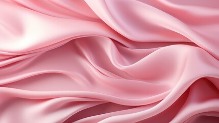 Light pink satin fabric texture background. Closeup of rippled pink satin fabric texture.
