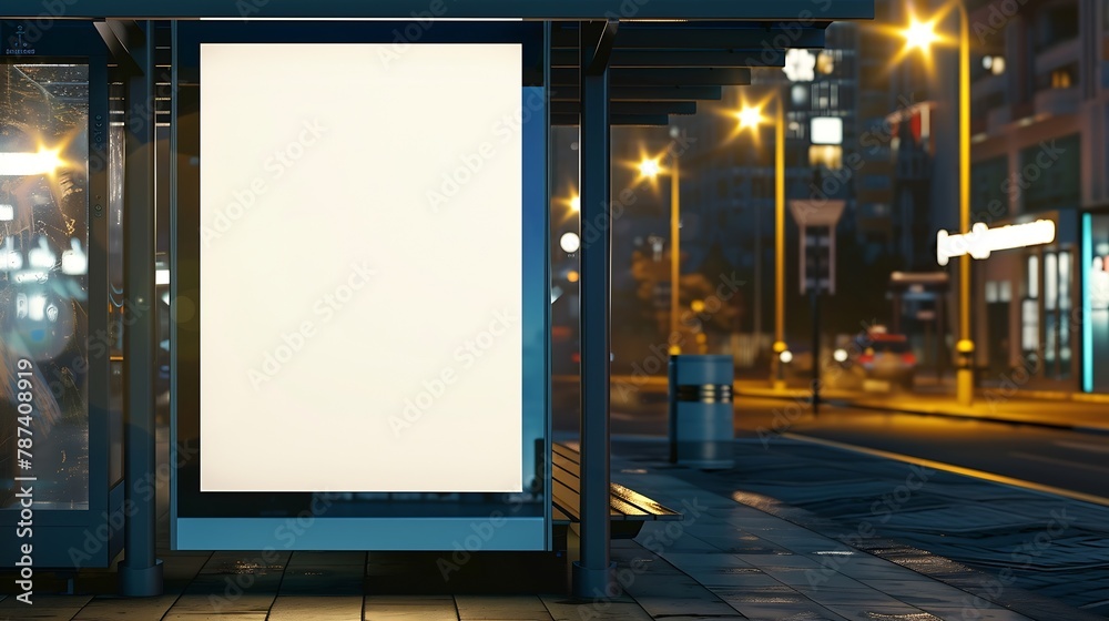 Aufkleber billboard poster mockup in a bus stop : generative ai