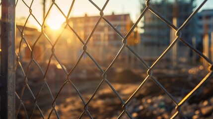 Advertising banner mockup on a fence of the construction site : Generative AI