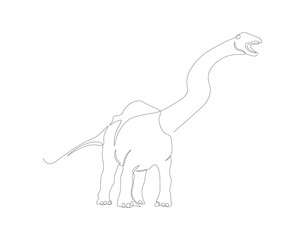 Continuous line drawing of brontosaurus. One line of brontosaurus. dinosaur concept continuous line art. Editable outline