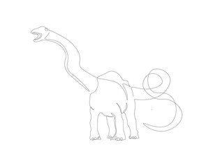 Continuous line drawing of brontosaurus. One line of brontosaurus. dinosaur concept continuous line art. Editable outline