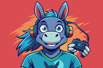 Get ready for a laugh with our whimsical donkey gamer tee! This playful illustration features a donkey with exaggerated features, like big expressive eyes and a cheeky grin