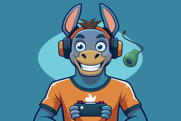 Get ready for a laugh with our whimsical donkey gamer tee! This playful illustration features a donkey with exaggerated features, like big expressive eyes and a cheeky grin