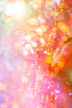 vertical banner, Ratha Yatra, Lord Jagannath festival, abstract background, bokeh effect, copy space, free space for text
