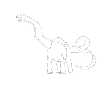 recommend clip art: Continuous line drawing of brontosaurus. One line of brontosaurus. dinosaur concept continuous line art. Editable outline