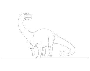Continuous line drawing of brontosaurus. One line of brontosaurus. dinosaur concept continuous line art. Editable outline