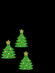Three candy Christmas trees on a black background