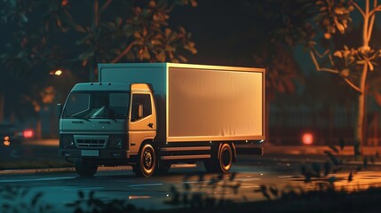 Commercial truck with empty mockup banner on a van : Generative AI