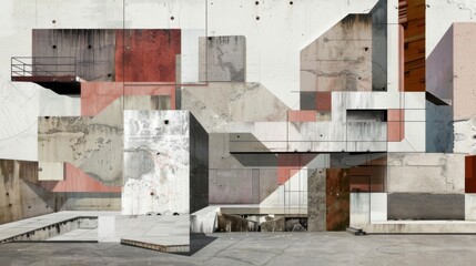 Abstract Urban Collage: Textures, Patterns, and Geometric Shapes