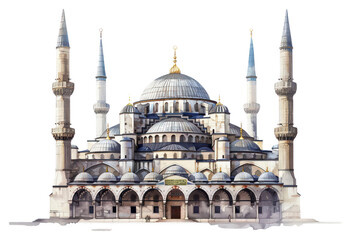 Fototapeta na wymiar PNG Ottoman painting of mosque architecture building dome.