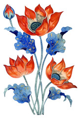 PNG Ottoman painting of lotus pattern flower plant.