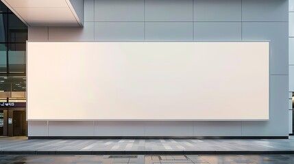 Blank white advertising banner on the wall of the modern building : Generative AI