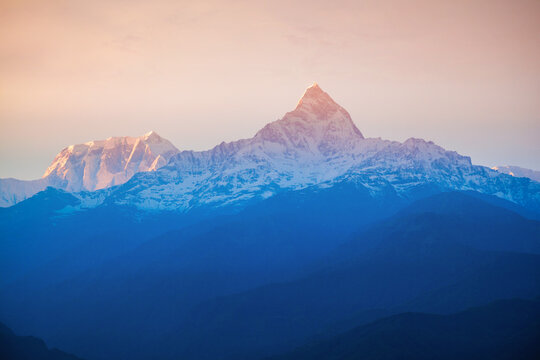 Annapurna mountains aerial panoramic view, Pokhara
