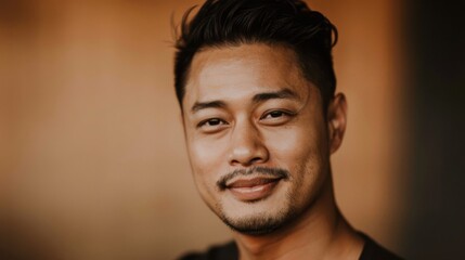 Confident Young Man with Stylish Haircut and Beard Smiling Portrait