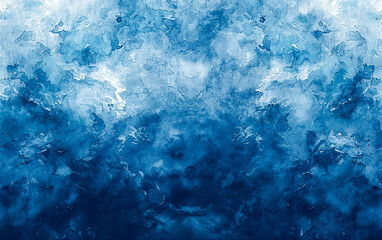 Fototapeta na wymiar Abstract watercolor paint background in gradient deep blue hues, accentuated by a liquid fluid grunge texture
