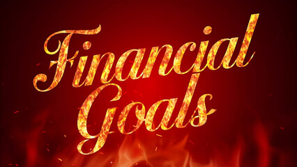 On a red background, the words "Financial Goals" are written