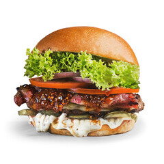 Signature cuisine gourmet burger without background with shadow