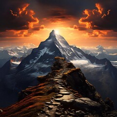 sunset in the mountains