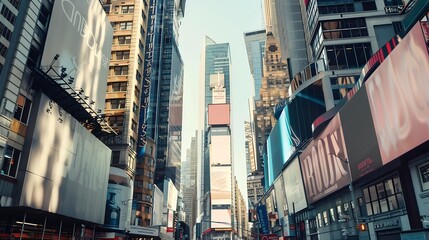 Outdoor billboard advertisement mockup background of buildings in big cities : Generative AI