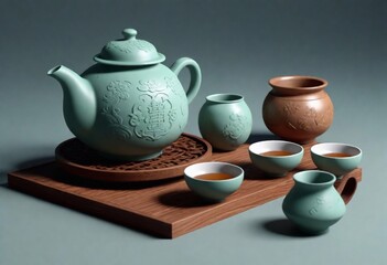 teapot and cups