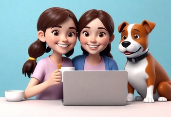 two girls with laptop