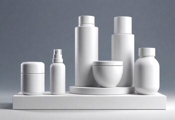 set of cosmetic bottles