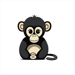 monkey silhouette illustration, a Portrait of a monkey isolated on a white background. Vector Head of Chimpanzees in line art style.