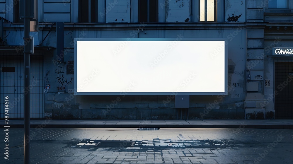 Poster billboard rectangular white mockup city advertisement on the parking image : generative ai