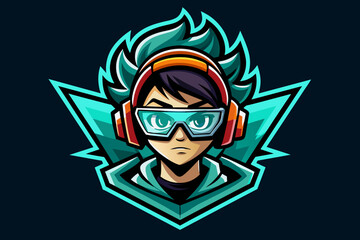 Introducing our sleek and stylish anime gamer logo! Featuring the head and shoulders of a boy with short hair and gaming glasses, this minimalistic design 