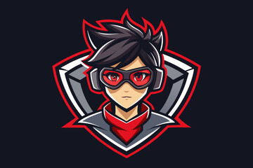 Introducing our sleek and stylish anime gamer logo! Featuring the head and shoulders of a boy with short hair and gaming glasses, this minimalistic design 