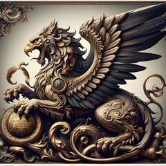Majestic Griffin: Eagle-headed, lion-bodied guardian of treasures, symbol of might and valor.