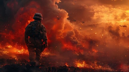 Obraz premium soldier on fire