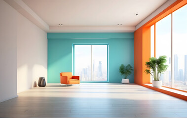 Fototapeta premium Modern bright interiors empty room design, Living room interior design