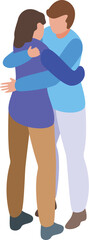 Fototapeta premium Happy hug icon isometric vector. People meeting outdoor. Lovely persons