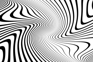 Elegant background, Digital image with a psychedelic stripes. Wave design black and white.  Vector illustration   - 787416133