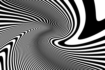 Elegant background, Digital image with a psychedelic stripes. Wave design black and white.  Vector illustration  