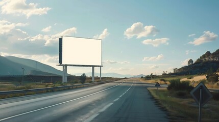 Obraz premium large empty billboard for outdoor advertising on the highway empty billboard in nature by the roadside : Generative AI