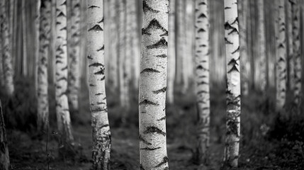 Birch tree forest detail in summer
