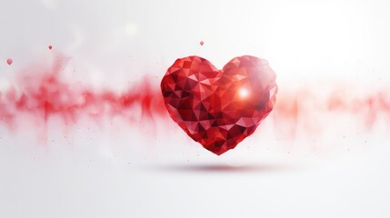 Abstract polygonal red heart on white background. Valentine's day concept.