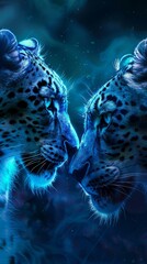 leopard in neon light.