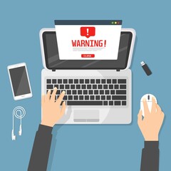 Avviso di notifica degli avvisi per laptop, spam, virus, errori Internet, trojan	

