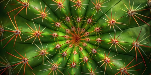 Close-up view of a cactus showcasing its detailed spines and vibrant green texture, emphasizing its defense mechanism