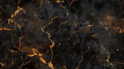 seamless texture of Portoro marble with a black background and golden yellow veining